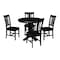 International Concepts 36 in. Solid Wood Round Extension Dining Table with 4 Chairs in Black K46-36RXT-23B-C10-4 - alternate 1